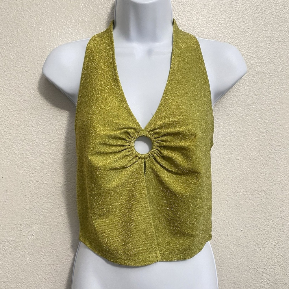 Y2K O Ring Festival Halter Crop Top L Rave Indie Sleaze Going Out Party